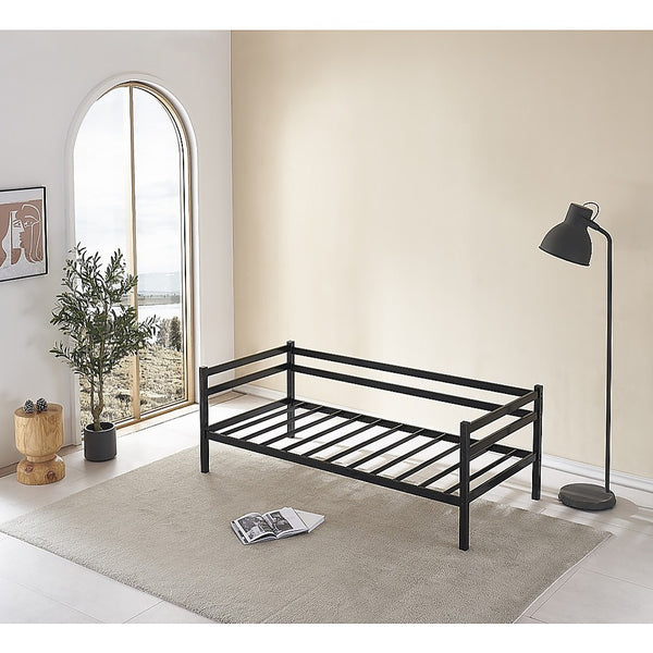  Single Daybed Metal Frame Sofa Premium Black Day Bed Steel Support