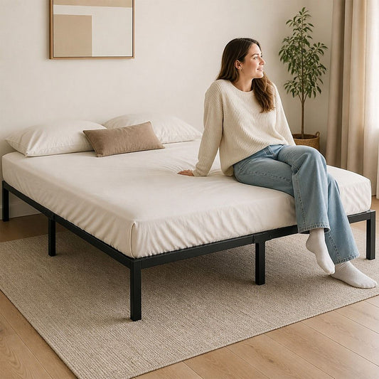 Double Full Metal Bed Frame Base Sturdy Steel Bed Base For