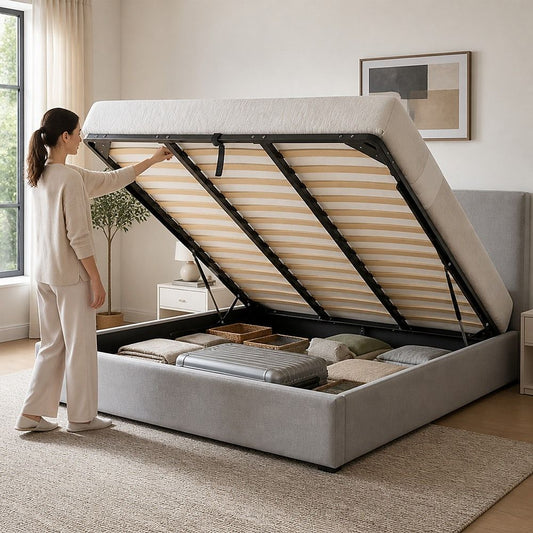 King Gas Lift Bed Mechanism With Frame Storage Platform & Sofa Bed