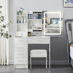 Dressing Table LED Makeup Mirror Stool Set Vanity Desk With Drawer Lighted