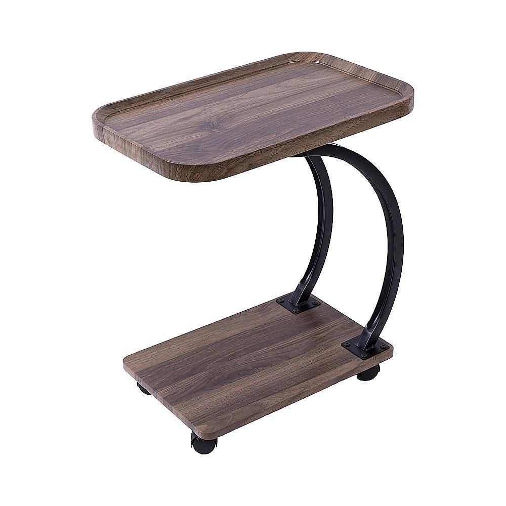 C-Shaped Side Table Wheels Sofa End Table | Home & Living - 3