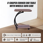 C-Shaped Side Table Wheels Sofa End Table | Home & Living