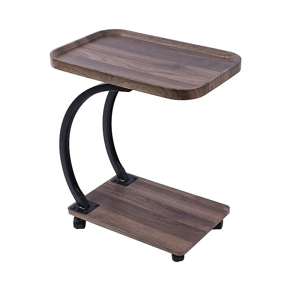 C-Shaped Side Table Wheels Sofa End Table | Home & Living - 4