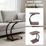 C-Shaped Side Table Wheels Sofa End Table | Home & Living