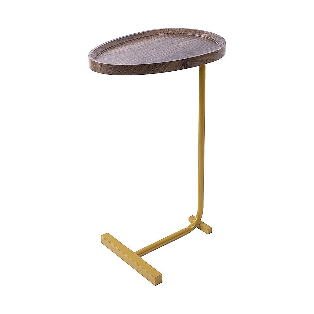 Oval Side Table Gold Base Sofa End Table | Home & Living - 6