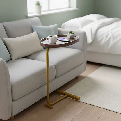 Oval Side Table Gold Base Sofa End Table | Home & Living - 7