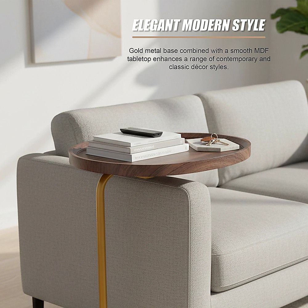 Oval Side Table Gold Base Sofa End Table | Home & Living - 2