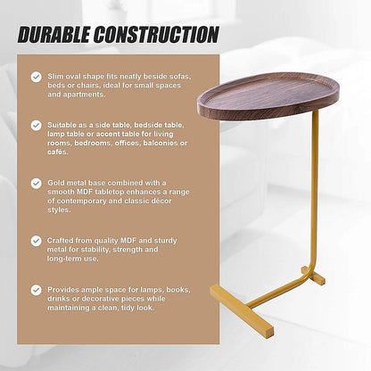 Oval Side Table Gold Base Sofa End Table | Home & Living - 11