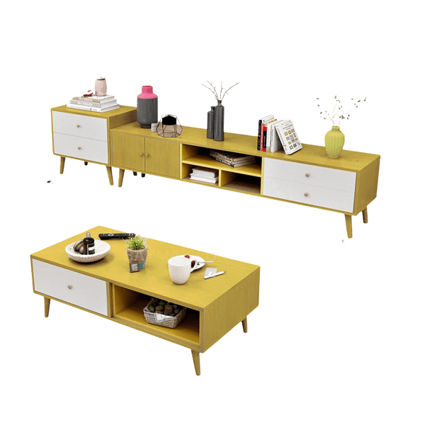  NNECN Modern TV Stand Side table & Coffee Table package for Living Room