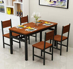 Wood & Steel Dining Set Oak & Black