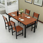 Wood & Steel Dining Set Oak & Black