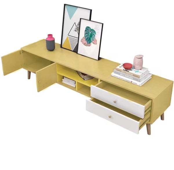  Two-Doors, Two-Drawers Wooden TV Cabinet