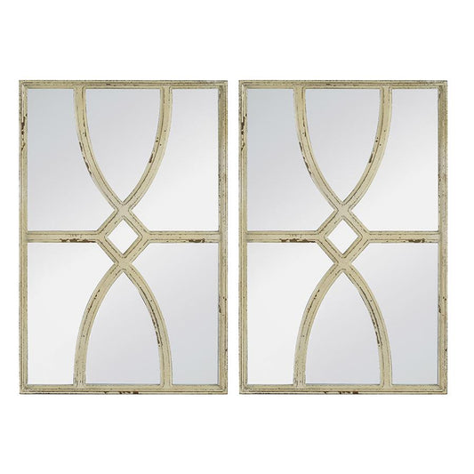 Rustic Carved Wall Mirror Set