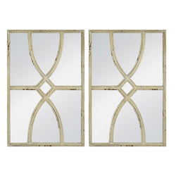 Rustic Carved Wall Mirror Set