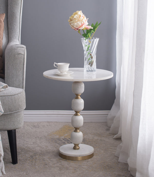  Pebble Marble And Aluminuim Hand Made Side Table