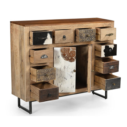 Cowhide Patchwork Chest Of Drawers