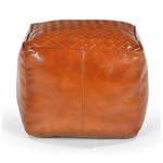 Square Latticed Leather Ottoman