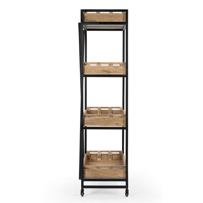 Industrial Bistrot De France Bookcase On Wheels