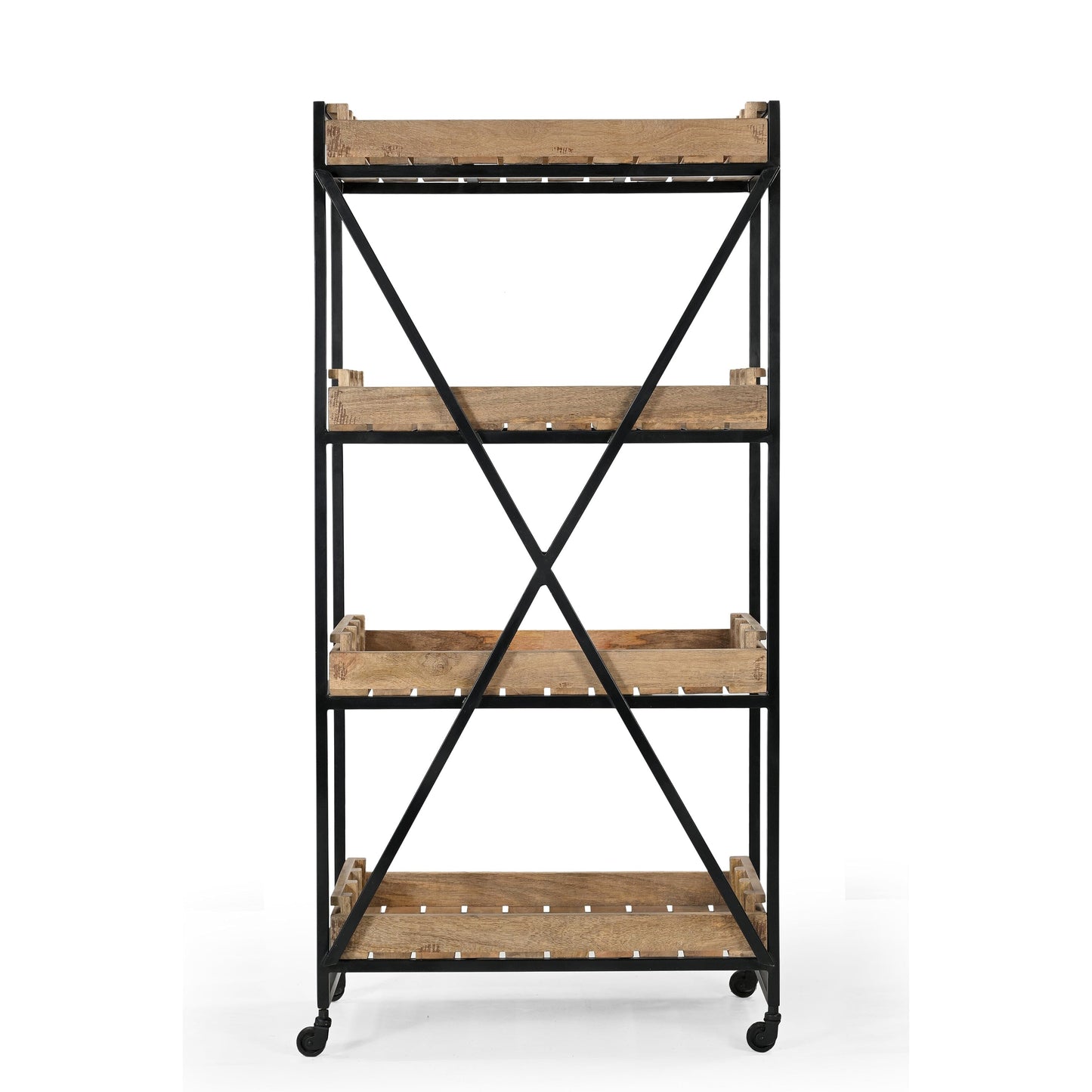 Industrial Bistrot De France Bookcase On Wheels