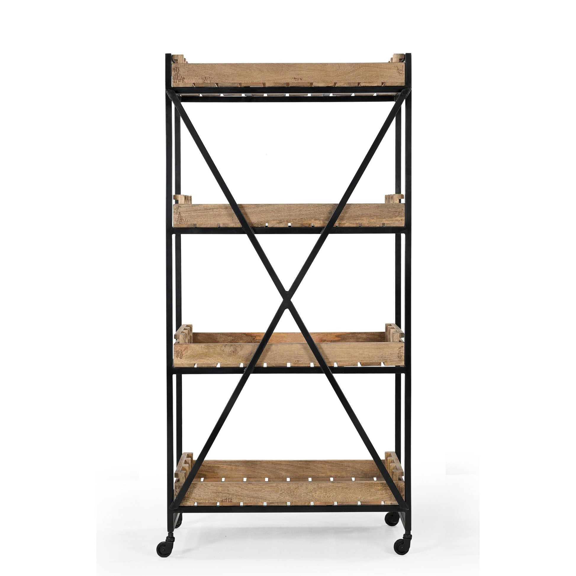 Industrial Bistrot De France Bookcase On Wheels
