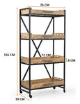 Industrial Bistrot De France Bookcase On Wheels