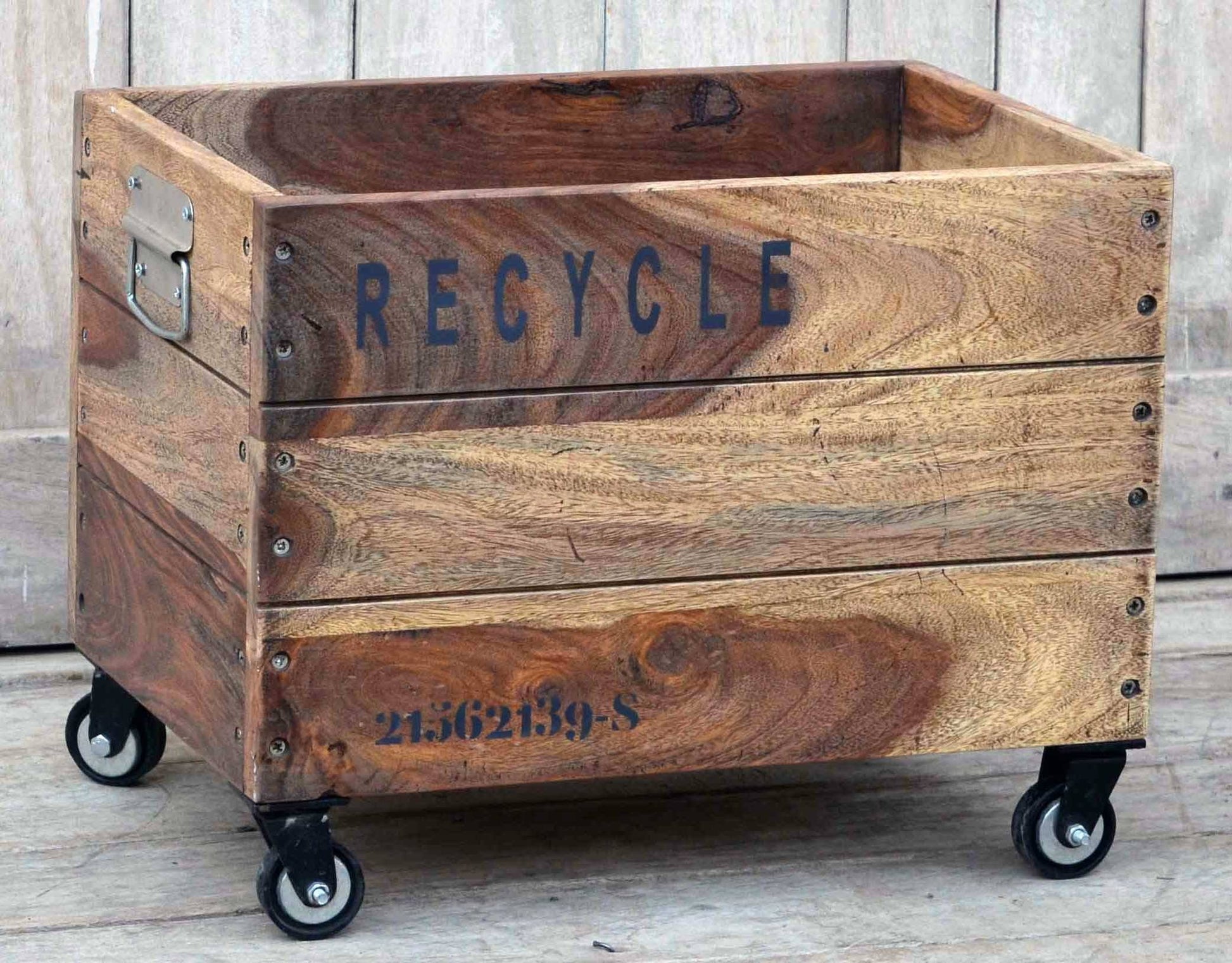 Industrial Recycle Basket On Cast Iron Wheels