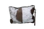 Dark Cowhide Zip Clutch Bag