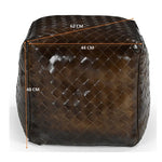 Genuine Leather Lattice Ottoman