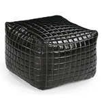 Sleek Black Leather Ottoman