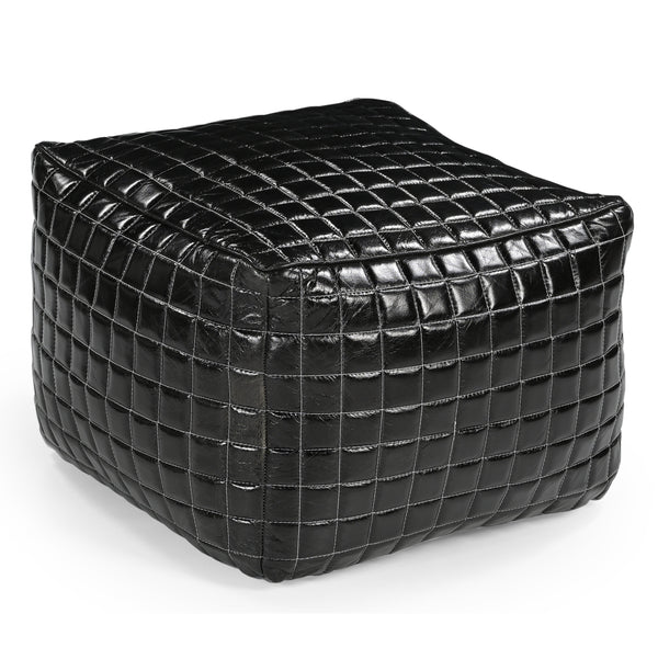  Sleek Black Leather Ottoman