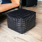 Sleek Black Leather Ottoman