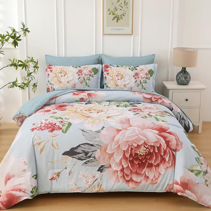 Queen Comforter Set Blush Floral 48x74cm