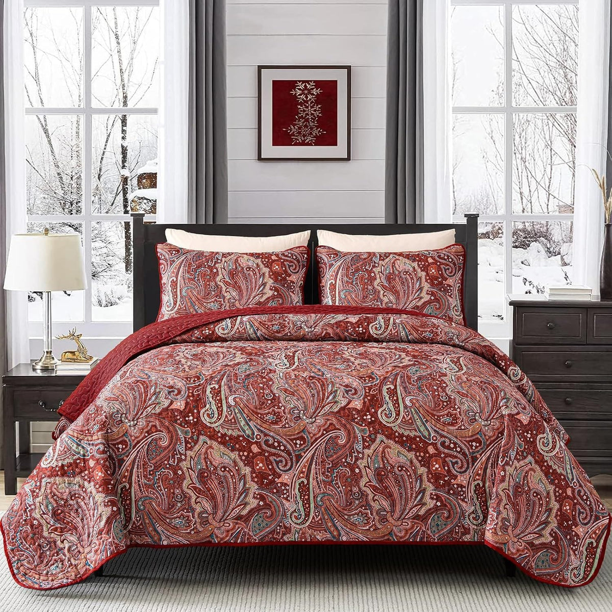 Red Quilt Cover Set 230x250cm