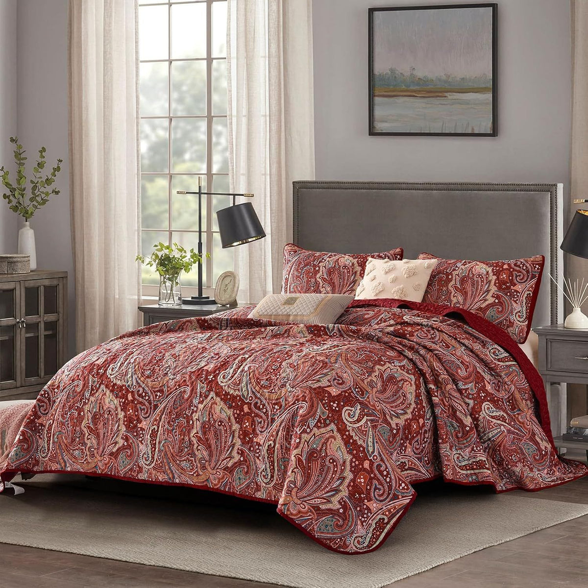 Red Quilt Cover Set 230x250cm