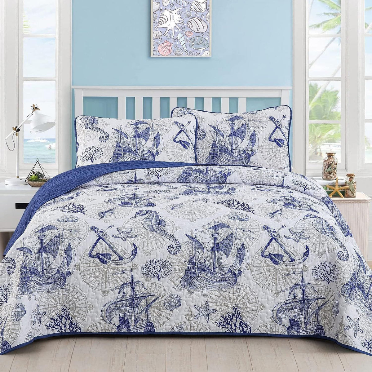 Reversible Quilt Set Polyester 48x74cm