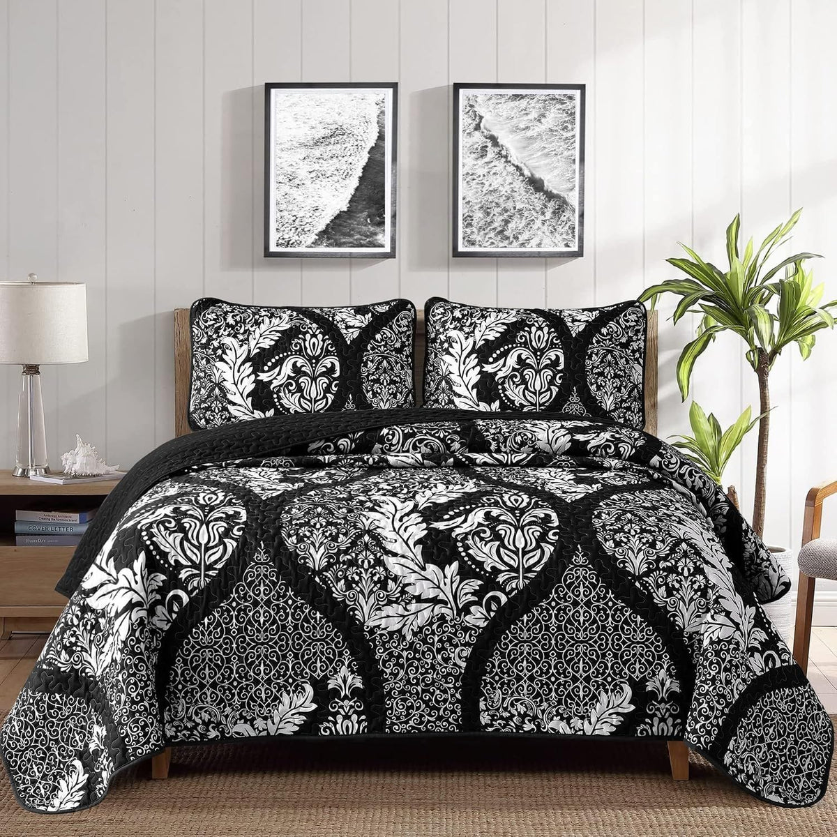 Boho Bedspread Set Black 230x250cm