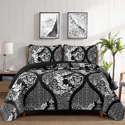 Boho Bedspread Set Black 230x250cm