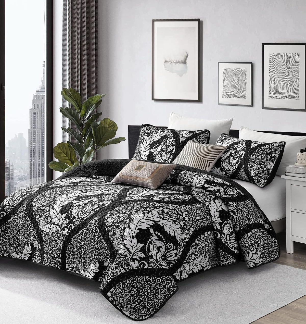 Boho Bedspread Set Black 230x250cm