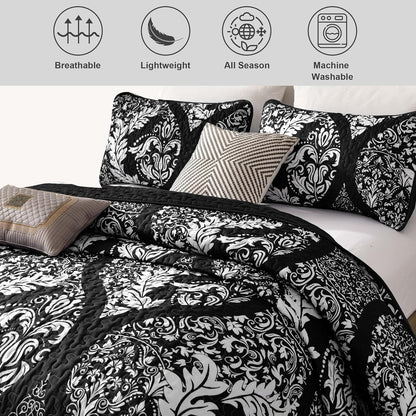 Boho Bedspread Set Black 230x250cm