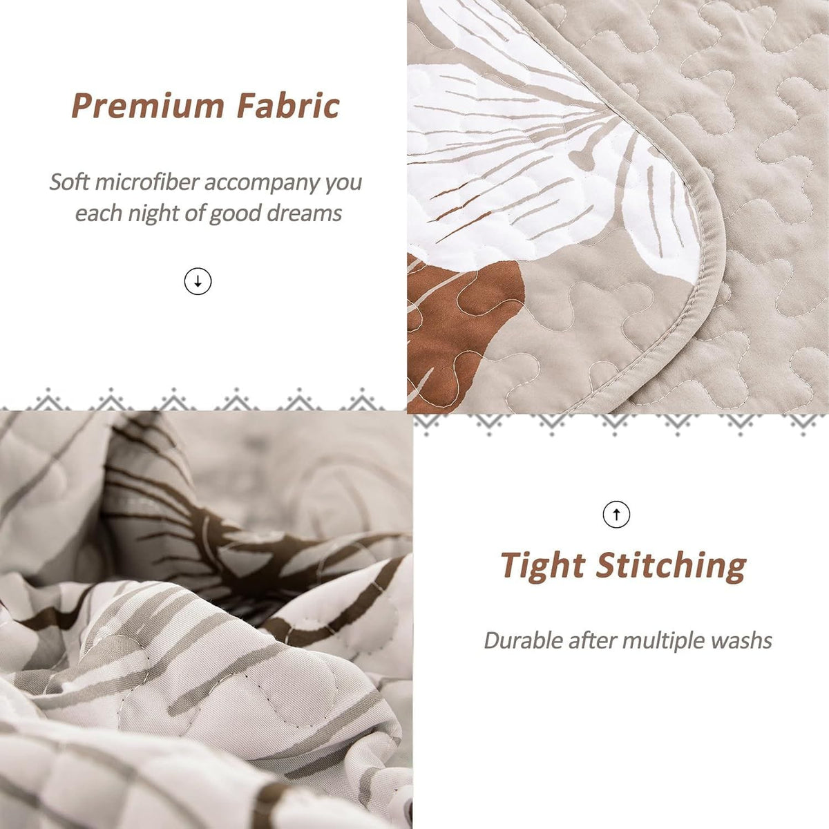 Taupe Floral Bedspread Set 230x250cm