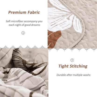 Taupe Floral Bedspread Set 230x250cm
