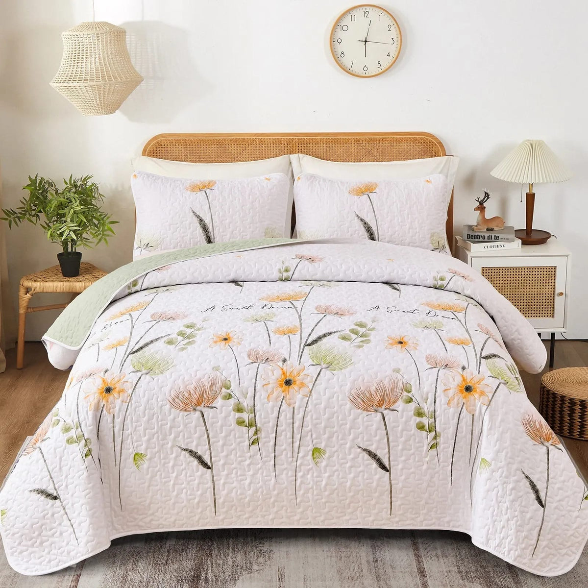 Ivory Quilt Set Reversible 48x74cm