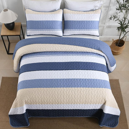Blue Patchwork Bedspread Set 230x250cm