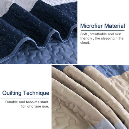 Blue Patchwork Bedspread Set 230x250cm