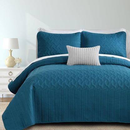Blue Wave Bedspread Set Soft 230x250cm