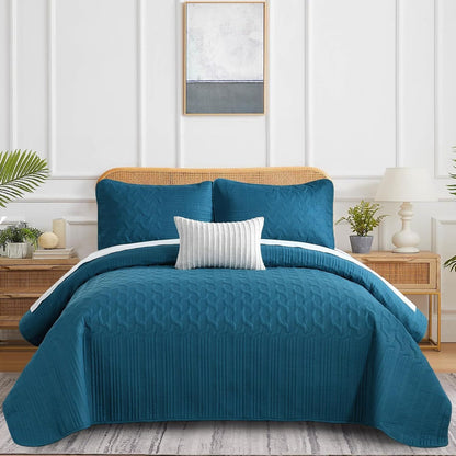 Blue Wave Bedspread Set Soft 230x250cm