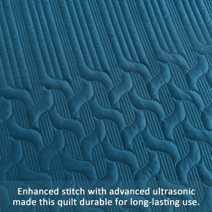 Blue Wave Bedspread Set Soft 230x250cm