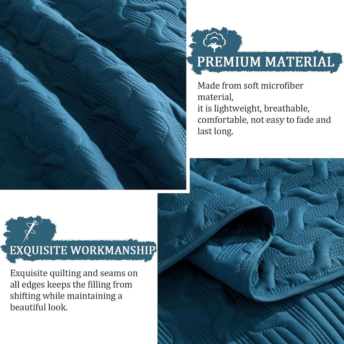 Blue Wave Bedspread Set Soft 230x250cm