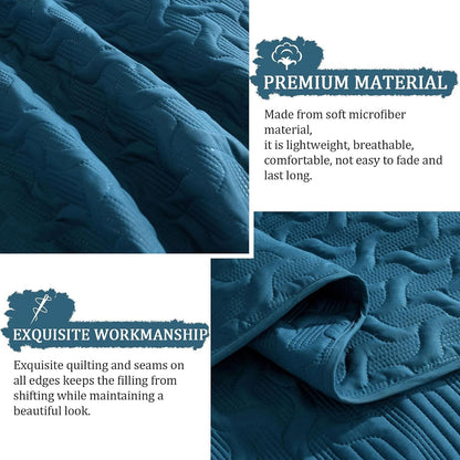 Blue Wave Bedspread Set Soft 230x250cm
