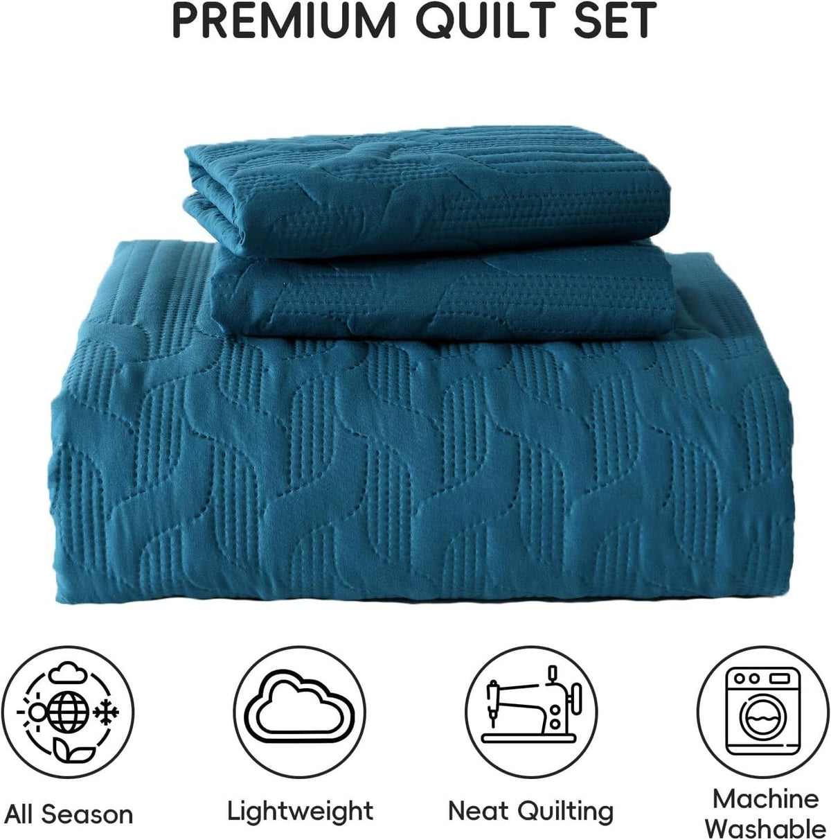 Blue Wave Bedspread Set Soft 230x250cm